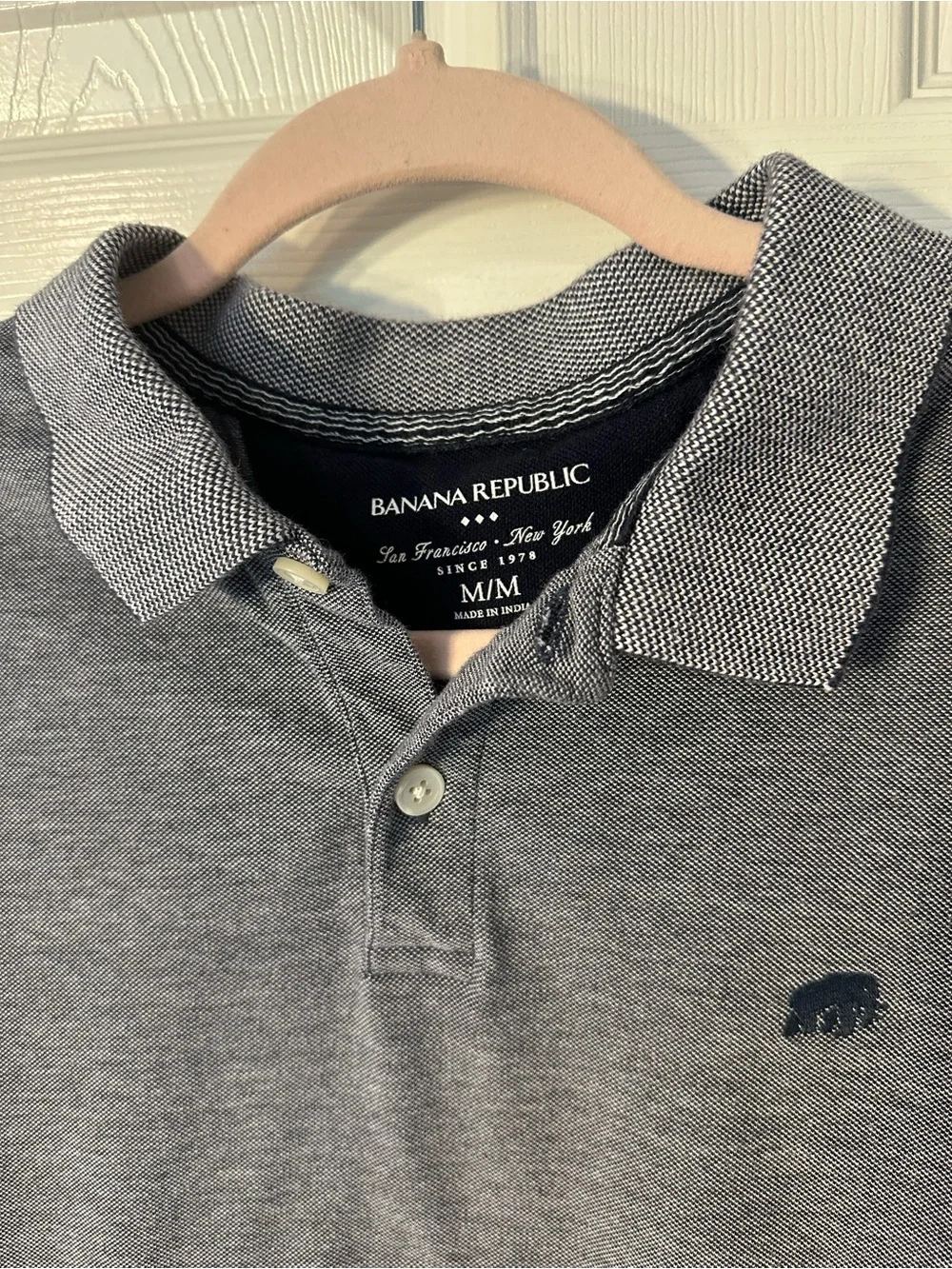 Banana Republic Men’s M Gray Solid Cotton Knit Polo Shirt Logo Golf